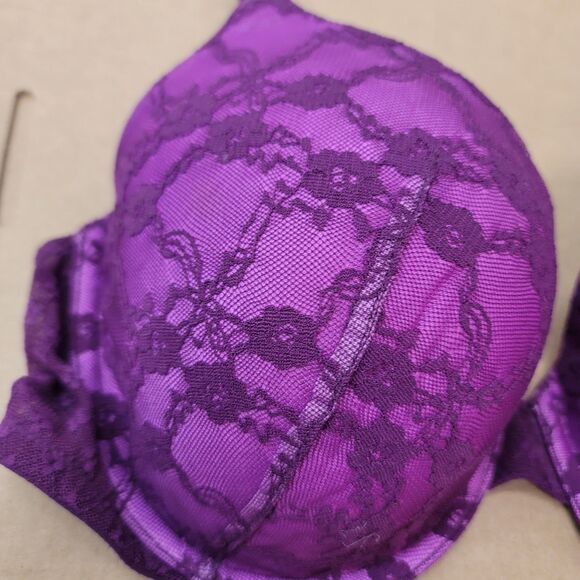 Victoria’s Secret Purple Lace Lined Wire Convertible Perfect Coverage 34DD - Picture 3 of 7
